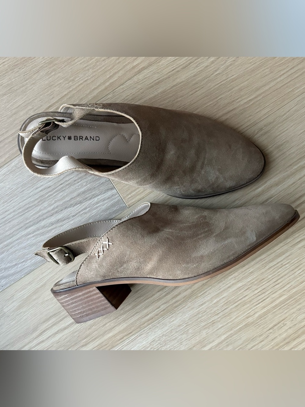 Taupe Suede Slingback Mules